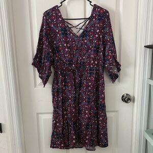 Stylish Navy and Burgundy Printed Women's Torrid Dress